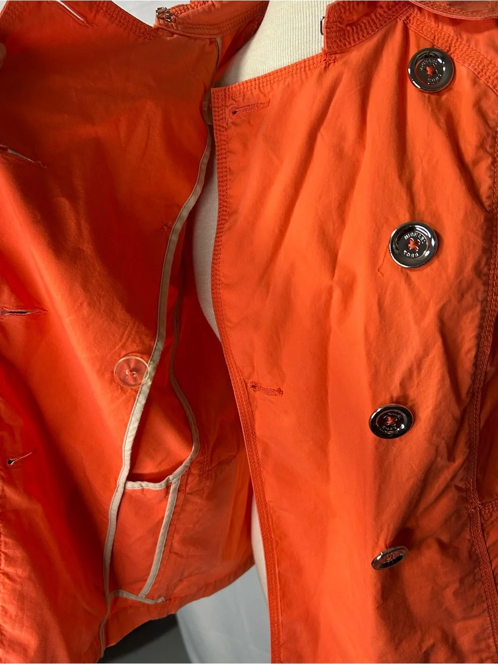 Michael Kors Women’s Orange Double Breasted Trench Jacket Coat XS